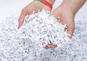 Paper scraps from a corporate shredding company