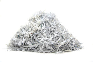 A pile of shredded paper destroyed by a local shredding company in Orlando. 