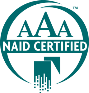 NAID AAA Certified Secure Shredding & Recycling logo for secure document destruction compliance